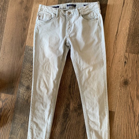 Vigoss Women's size 28W/29L Blue & White  "The Jagger" Skinny Striped Jeans - Picture 1 of 10